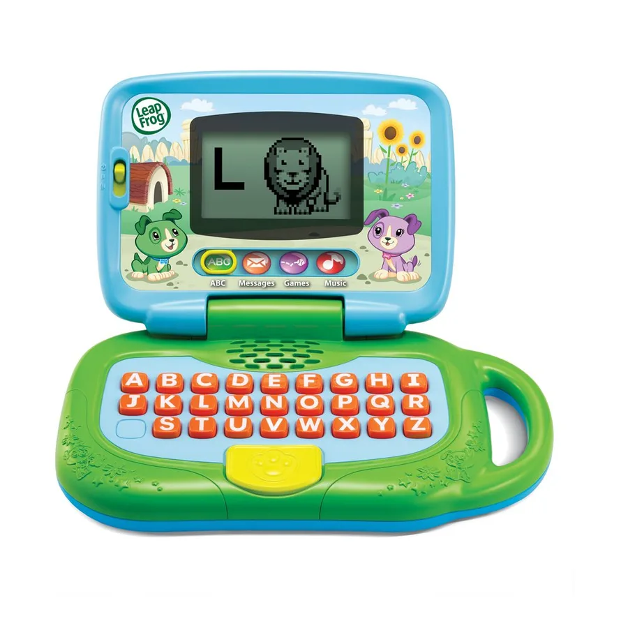 My Own LeapTop。ノートパソコン型でアルファベットのキーが並び、画面に動物が表示されている（写真提供：株式会社トラーナ）